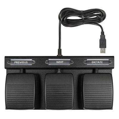 ECS USB - Three Button Foot Pedal, Durable Hands Free Dictation Foot Switch, SpeechOne and SpeechMike Premium Air