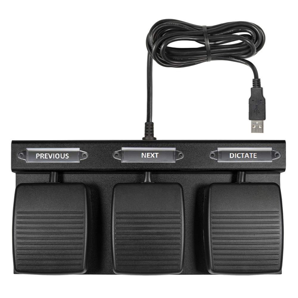ECS USB - Three Button Foot Pedal, Durable Hands Free Dictation Foot Switch, SpeechOne and SpeechMike Premium Air