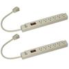 Wideskall 2-Packs 1 Feet 6 Outlets Built-in Safety Circuit Breaker Angle Plug AC Wall Power Strip ETL Listed (Beige) view 1