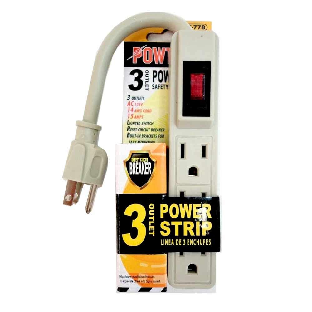 2 Pc 3 Outlet Surge Protector Power Strip Grounded Flat Plug 5" Extension Cord 2 Pack - 3Outlet Power Strip with 5Inch Extension Cord 1875W/15A 110125V Grounded Surge Protector Mini Hub with Red