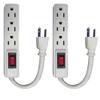 2 Pc 3 Outlet Surge Protector Power Strip Grounded Flat Plug 5" Extension Cord 2 Pack - 3Outlet Power Strip with 5Inch Extension Cord 1875W/15A 110125V Grounded Surge Protector Mini Hub with Red view 2