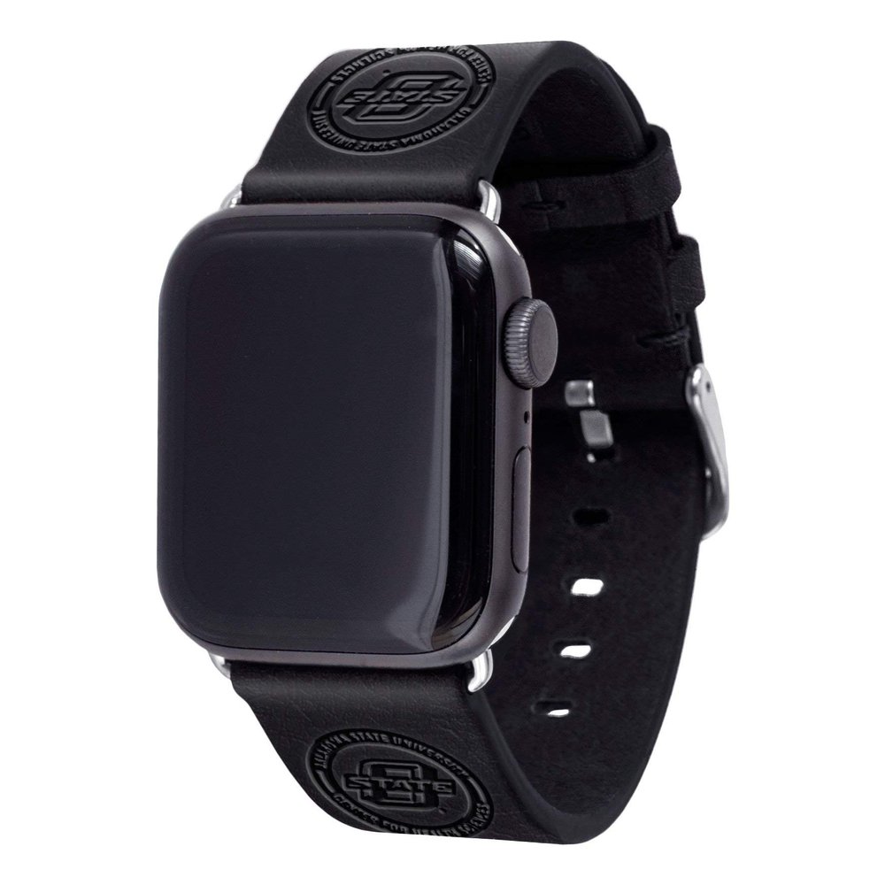 Affinity Bands Oklahoma State University Center for Health Sciences Premium Leather Watch Band Compatible with Apple Watch (38/40/41mm (42mm Series 11) Short Onyx Black)
