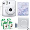 Fujifilm Instax Mini 12 Instant Camera Clay White + Fuji Film Value Pack (40 Sheets) + Shutter Accessories Bundle, Incl. Compatible Carrying Case, Quicksand Beads Photo Album 64 Pockets view 1