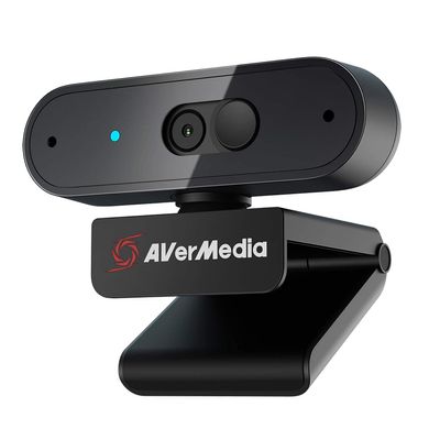 AVerMedia PW310P Webcam, Webcam Cover, 1080p/30fps Videochat and Recording, Plug and Play, Microphones, Stream, Autofocus, Works with Skype, Zoom, Team - Black
