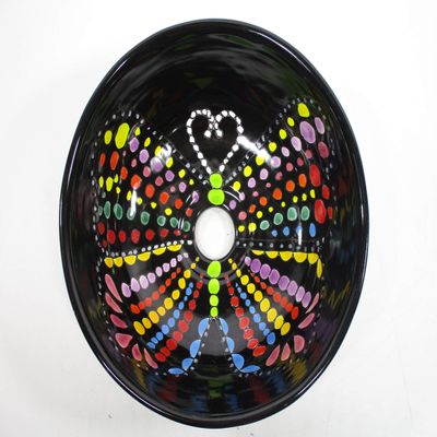 10" ROUND TALAVERA SINK, vessel mexican bathroom sink handmade folk art ceramic