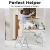 SOLADDER Step Stool, 2 Step Ladder with Anti-Slip and Wide Pedal, Portable Iron Foldable Stepladder for Home and Kitchen, 300lbs - White view 2