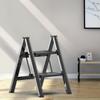 SOLADDER Step Stool, 2 Step Ladder with Anti-Slip and Wide Pedal, Folding Portable Iron Stepladder for Home and Kitchen, 300lbs - Black view 1