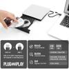 ROOFULL External CD DVD Drive for Mac Laptop, USB 3.0 & USB-C Portable CD Reader Writer Burner DVD Player ROM+/-RW Disc Drive with Carrying Case for Apple MacBook Windows 11 PC Computer, White view 2