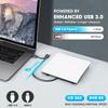 ROOFULL External CD DVD Drive for Mac Laptop, USB 3.0 & USB-C Portable CD Reader Writer Burner DVD Player ROM+/-RW Disc Drive with Carrying Case for Apple MacBook Windows 11 PC Computer, White view 3