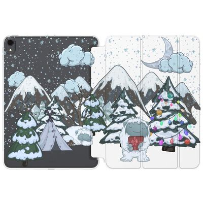 Cavka Case for iPad Pro 13 M4 Air M2 11 2024 4th 10.9 2022 10.2 12.9 10.5 9.7 Mini 6 5 4 3 2 1 Design Slim fit Yeti Print Snowy Camp Mythical Stand Winter Himalayan Closure Magnetic Creature