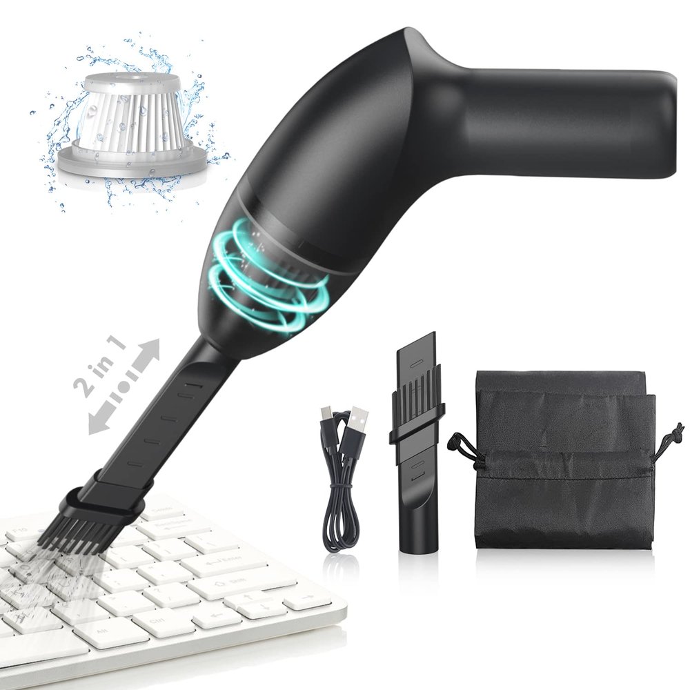 EASYOB Keyboard Cleaner|Mini Vacuum for Desk, Handheld Cordless Computer Vacuum Rechargeable (with LED Light) for Cleaning Hairs, Crumbs for Desktop, Piano, Car Interior & Sewing Machine Clean [A043]