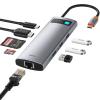 Baseus 8-in-1 USB C Hub Docking Station, USB C Adapter with 4K HDMI, 3 USB 3.0, TF/SD Reader, Ethernet, 100W Power Delivery Compatible with MacBook, Surface, iPad, Steam Deck or Other Type C Devices view 1