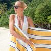 Aston & Arden Striped Beach Towel - Oversized 35 x 70 Soft Plush Thick Cotton, 600 GMS Heavy & Luxury for Pool Chairs, Resort, and Hot Tub, Yellow/Navy view 4
