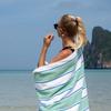 Aston & Arden Striped Beach Towel - Oversized 35 x 70 Soft Plush Thick Cotton, 600 GMS Heavy & Luxury for Pool Chairs, Resort, and Hot Tub, Green/Blue view 4