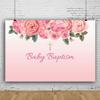 Leyiyi 10x8ft Baby Baptism Photography Backdrop for Girls First Holy Communion Christening Baby Shower Party Decorations Photoshoot Background Pink Floral God Bless Party Backdrops Vinyl Studio Props view 3
