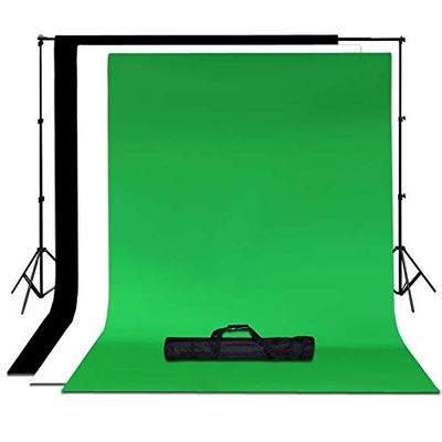 10Ft Softbox Lighting Kit Professional Studio Photography Equipment Background Support System Continuous 1200W 6500K White Umbrella Muslins Green Black White - Free Carry Case
