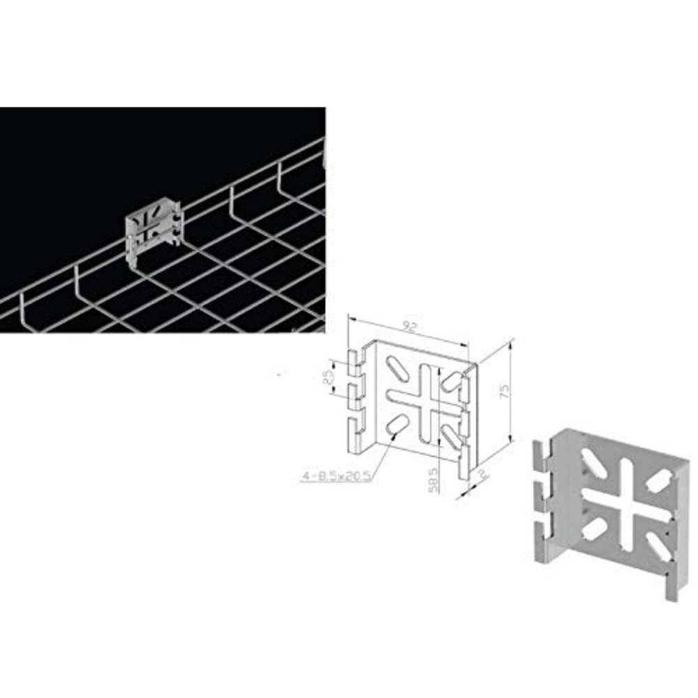 Kable Kontrol Spider Bracket  Wall Support Brackets - Wire Mesh Tray Cable Management Rack Cable Basket, Zinc Plated Steel NEC Approved for Network, Fiber Optic, Cabling Accessory