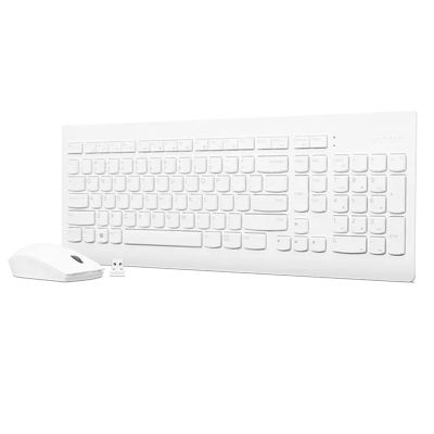 Lenovo 510 Wireless Combo with 2.4 GHz USB Receiver, Slim Full Size Keyboard, Full Number Pad, 1200 DPI Optical Mouse, Left or Right Hand, GX30W75336, White