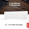 Lenovo 510 Wireless Combo with 2.4 GHz USB Receiver, Slim Full Size Keyboard, Full Number Pad, 1200 DPI Optical Mouse, Left or Right Hand, GX30W75336, White view 2