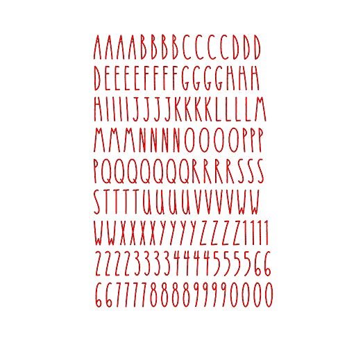 Imagnt Studio Organizing Decal ABC Set Alphabet Letters & Digits in Skinny Font - DIY Crafts Stickers (Red, Letter Height- 3 inches)