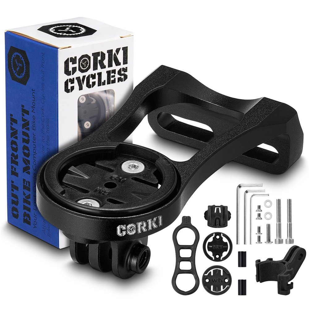 corki Bike Out Front Combo Computer Mount Adapter for Garmin Edge 130 200 500 510 520 810 820 1000 1030 (Simple Rainbow) Compatible with GM Wahoo Bryton Cateye Bike Mount