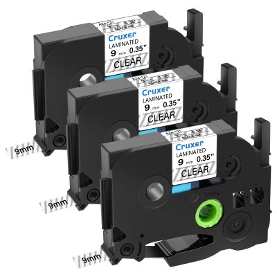 Cruxer 3 Pack Replacement for P-Touch TZe-121 TZ-121 Label Tape Black Text on Clear Laminated 9mm 0.35" Compatible with Ptouch PT-D200 PT-D210 PT-D400 PT-D450 PT-D600 PT-H100 PT-1230PC Label Maker