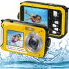S & P Safe and Perfect Underwater Camera, Waterproof Camera Full HD 2.7K 48MP Waterproof Camera Digital with Dual Screen, 16X Digital Zoom and Self-Timer Yellow view 1