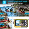 S & P Safe and Perfect Underwater Camera, Waterproof Camera Full HD 2.7K 48MP Waterproof Camera Digital with Dual Screen, 16X Digital Zoom and Self-Timer Yellow view 3