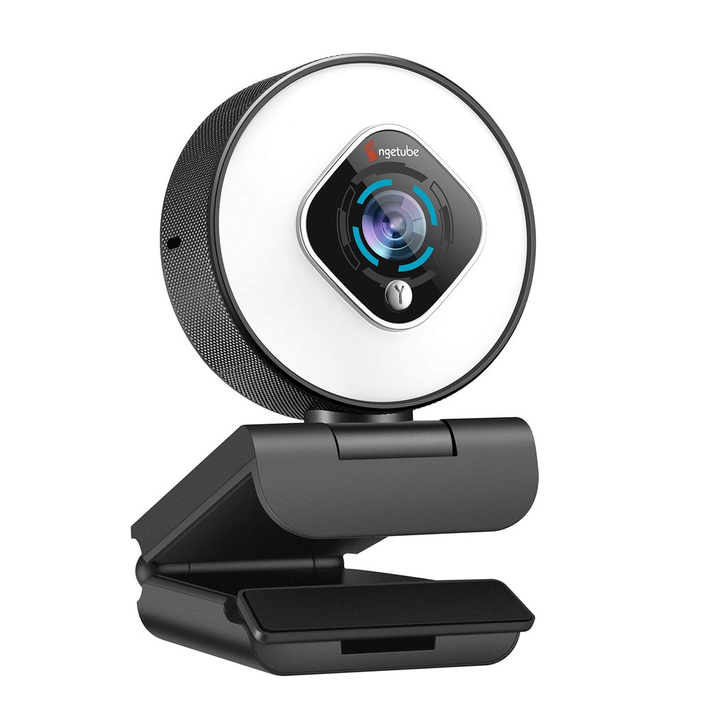 Angetube Streaming Webcam with Light - HD 1080P Autofocus Computer Camera with Microphone USB Camera with Digital Zoom for PC|Desktop|Laptop|Gaming|Video Calling