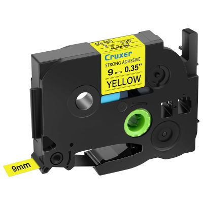 Cruxer 1 Pack Replacement for P-Touch TZe-S621 TZ-S621 9mm 0.35inch Black Text on Yellow Strong Adhesive Laminated Tape Compatible with Ptouch PT-D200 D210 D400 D450 D600 H100 1230PC Label Maker