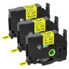 Cruxer 3 Pack Replacement for P-Touch TZe-S621 TZ-S621 9mm 0.35inch Black Text on Yellow Strong Adhesive Laminated Tape Compatible with Ptouch PT-D200 D210 D400 D450 D600 H100 1230PC Label Maker view 1