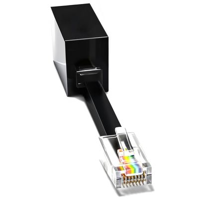 RetailAndBulk 1-Pack RJ11 to RJ45 Adapter Phone Line to Ethernet RJ11 Female to RJ45 Male for Landline, Fax, DSL Modem Connection (Black, Made in USA)