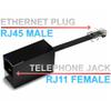 RetailAndBulk 1-Pack RJ11 to RJ45 Adapter Phone Line to Ethernet  RJ11 Female to RJ45 Male for Landline, Fax, DSL Modem Connection (Black, Made in USA) view 2
