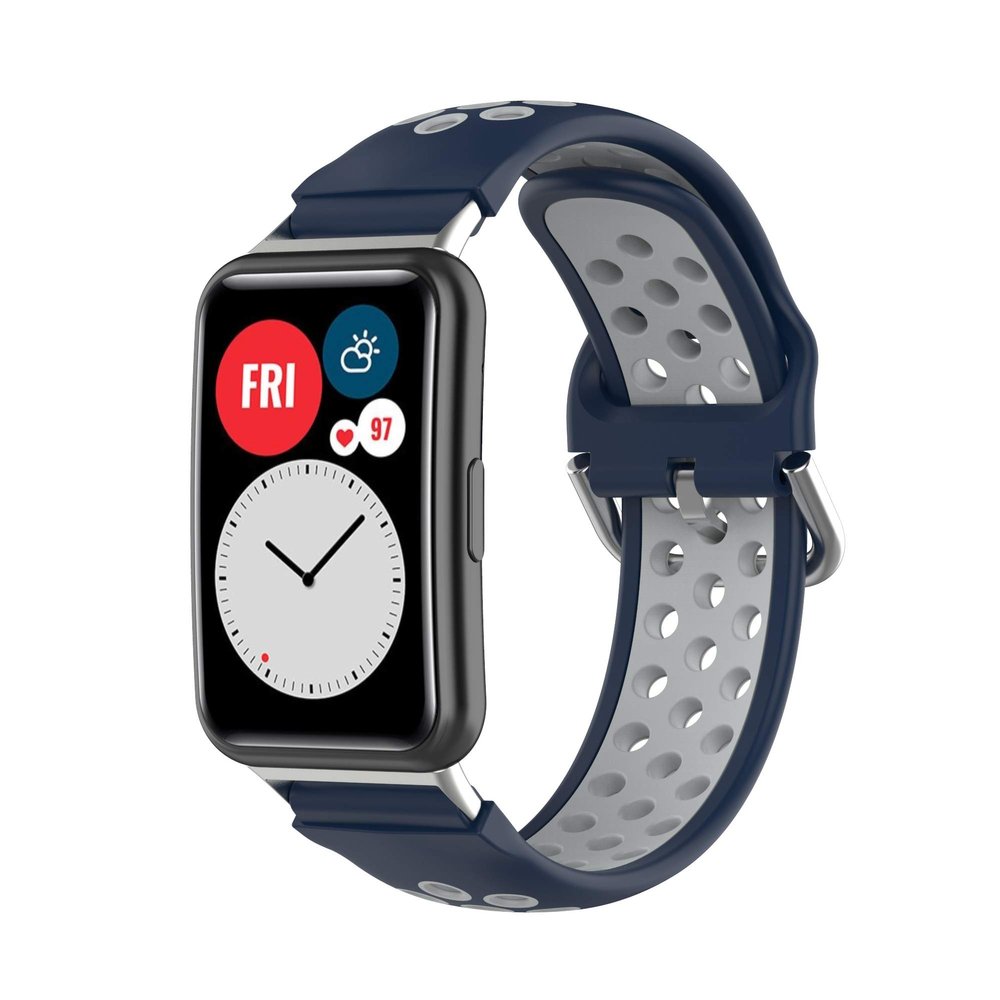 BabyValley Band Compatible with Huawei Watch Fit Silicone Two-color Wristband with Tools, Waterproof Bracelet Replacement Sport Strap for Watch Fit Smartwatch (Blue+Gray)