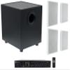 Rockville RCS80-1 Commercial Amplifier with 4 White RockSlim 70W Speakers view 1