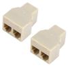 Wideskall 2-Pack 2 Way RJ-11 Telephone Jack 4 Conductor 6P4C Splitter Adapter (Beige) view 1