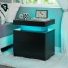 i-aplus Black Night Stand LED Nightstand with 2 Drawers Modern Bedside Tables for Bedroom, Living Room view 1