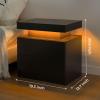 i-aplus Black Night Stand LED Nightstand with 2 Drawers Modern Bedside Tables for Bedroom, Living Room view 2