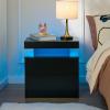 i-aplus Black Night Stand LED Nightstand with 2 Drawers Modern Bedside Tables for Bedroom, Living Room view 3