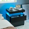 i-aplus Black Night Stand LED Nightstand with 2 Drawers Modern Bedside Tables for Bedroom, Living Room view 4