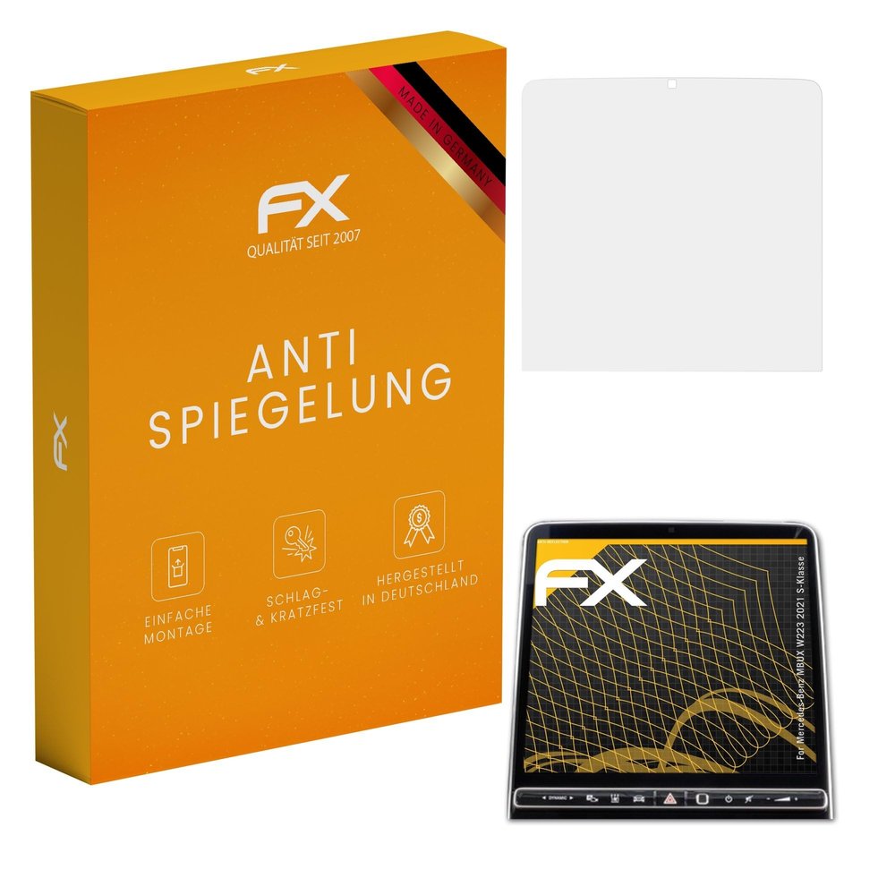 atFoliX Screen Protector compatible with Mercedes-Benz MBUX W223 2021 S-Klasse Screen Protection Film, anti-reflective and shock-absorbing FX Protector Film (3X)