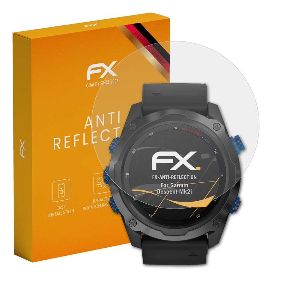 atFoliX Screen Protector compatible with Garmin Descent Mk2i Screen Protection Film, anti-reflective and shock-absorbing FX Protector Film (3X)