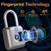 Pothunder Fingerprint Smart Padlock Lock, Biometric Metal Keyless Thumbprint Lock, Waterproof, USB Rechargeable, for Gym Locker, School Locker, Luggage, Backpack, Suitcase(Gray) view 3