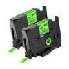 NineLeaf 2 Pack Compatible for Brother TZe-D21 TZeD21 TZ-D21 TZD21 Label Tape 9mm 3/8'' 0.35'' Black on Fluo Green Laminated Labeling Work with P-Touch PT-D210 PT-P700 PT-H100 PT-1290 Label Maker view 1