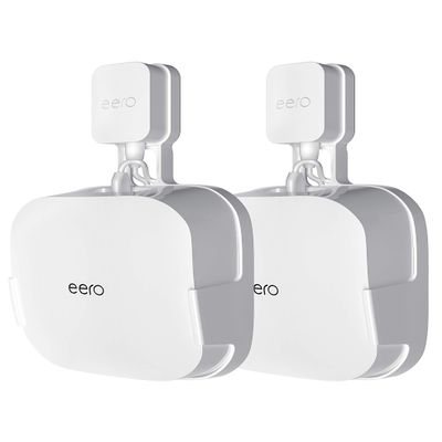 COOLWUFAN Wall Mount Holder for eero Pro 6 or eero Pro 6E Home WiFi System-Simple and Sturdy Wall Mount Holder Stand Bracket for eero Pro 6E & Pro 6 tri-Band mesh Wi-Fi 6 System (White(2 Pack))