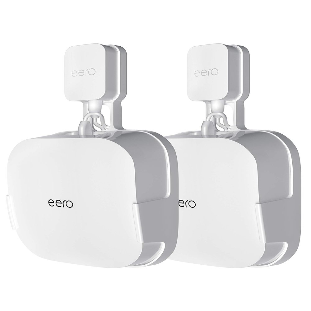 COOLWUFAN Wall Mount Holder for eero Pro 6 or eero Pro 6E Home WiFi System-Simple and Sturdy Wall Mount Holder Stand Bracket for eero Pro 6E & Pro 6 tri-Band mesh Wi-Fi 6 System (White(2 Pack))