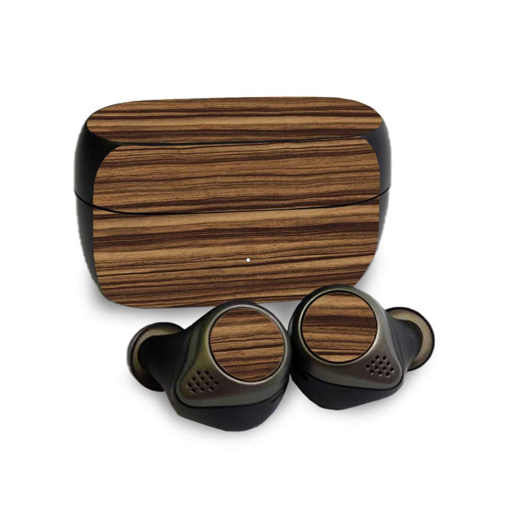 MightySkins Skin Compatible with Jabra Elite 85T - Dark Zebra Wood | Protective, Durable, and Unique Vinyl Decal wrap Cover | Easy to Apply, Remove, and Change Styles | Made in The USA