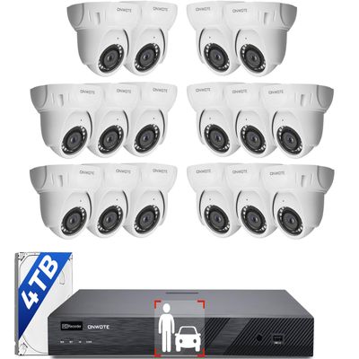 ONWOTE 16 Channel NVR PoE Security Camera System, 12MP 4K 16CH Commercial NVR 4TB, 16x 6MP Wired Outdoor 122 IP Cameras with Audio, AI Detection, 16x Cables (Total 1280ft), CCTV for Business Home