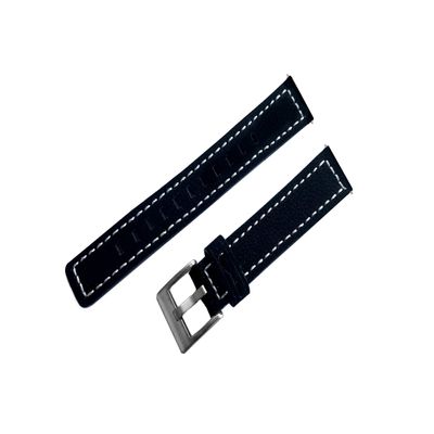 NICKSTON Black Suede with White Stitches Leather Band Compatible with Garmin Vivomove 3S and Vivoactive 4S Smartwatch Strap B18 (2. Silver Color Buckle, For Garmin Vivoactive 4S)