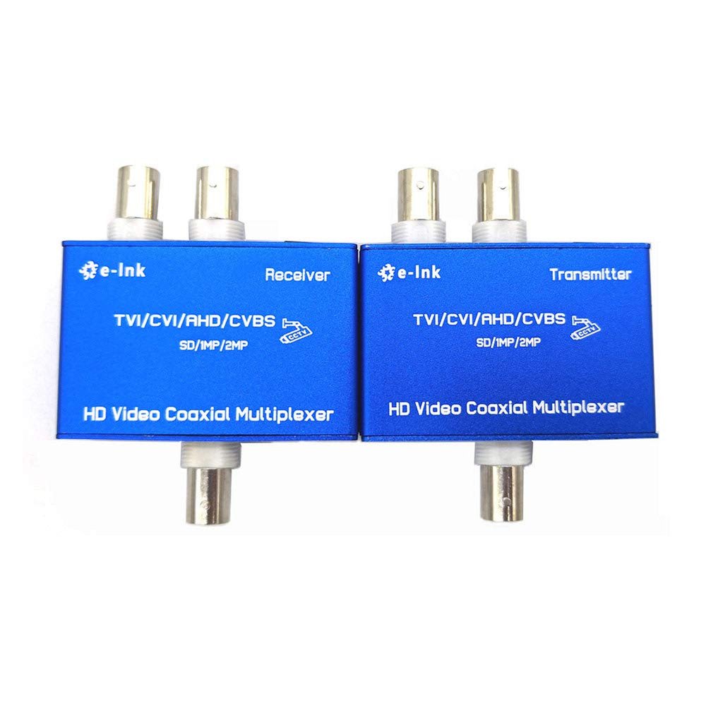 E-link 2CH CVI AHD TVI Coaxial Multiplexer, HD Analog Camera CCTV Video Multiplexer Over Single Coax Cable up to 1300ft